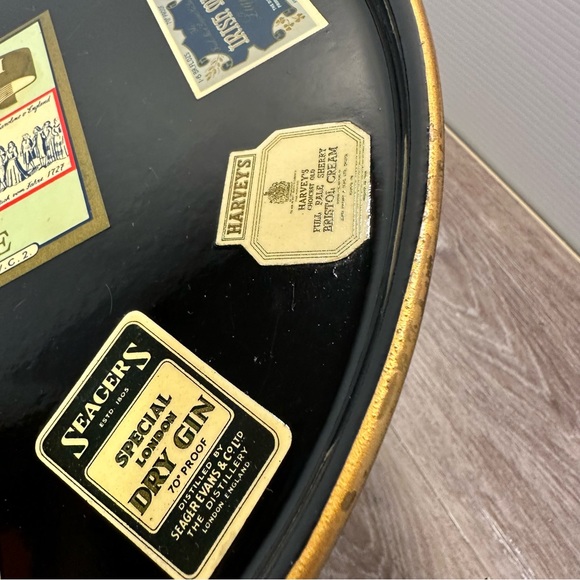 VTG Black Lacquer Drink Tray + Four BEAULIEU glasses by Cristal D’Arques Durand - Picture 15 of 16